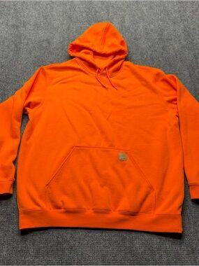 Carhartt Hoodie Mens 2XL Tall Orange Loose Fit Long Sleeve Workwear K121